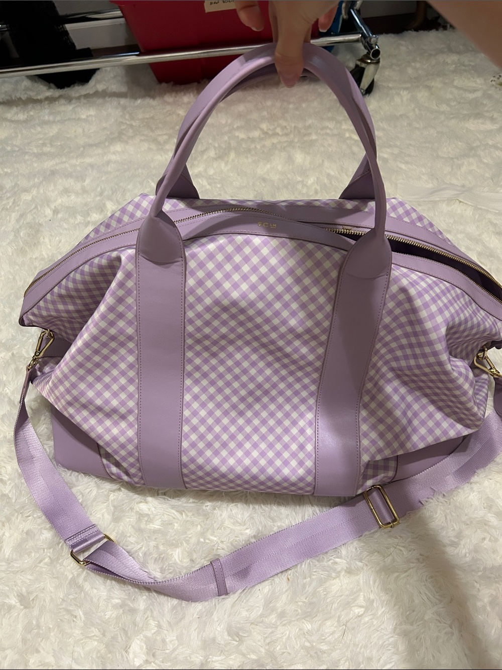 Stoney Clover Lane Lavender Gingham Travel Weekender Bag